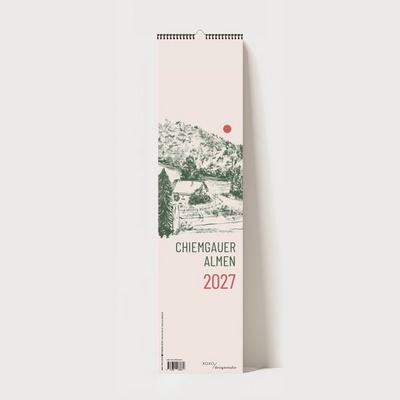 Küchenkalender 2027 – Chiemgauer Almen | Handgezeichneter Wandkalender mit 12 Almen | Illustrativer Monatskalender