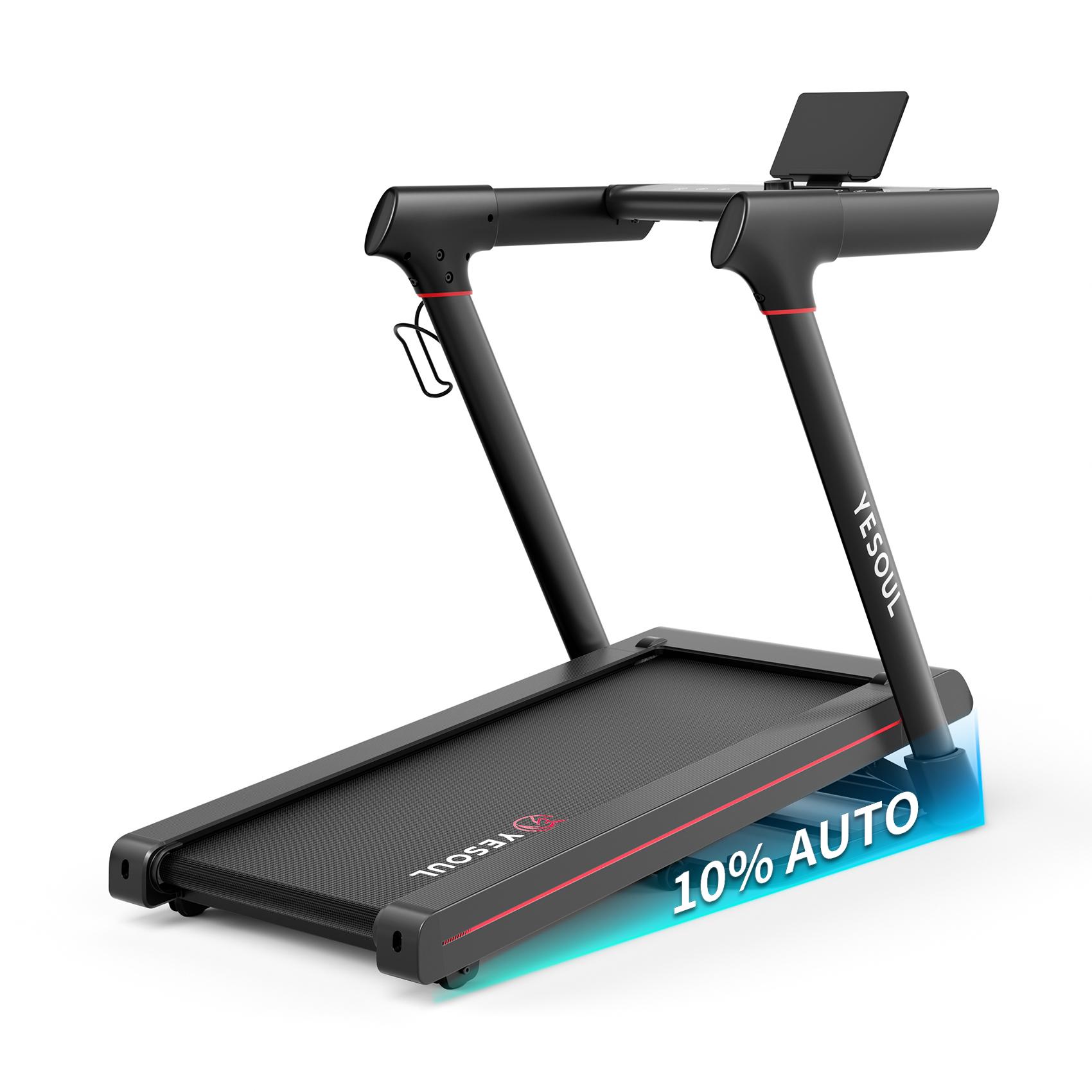 Yesoul T3 Pro Laufband klappbar, 1-14 km/h, Walking Pad mit 10% Steigung, 6-Punkt-Dämpfung, Leiser 3,0 HP Motor, LED Display, App-Steuerung, Bis 136kg