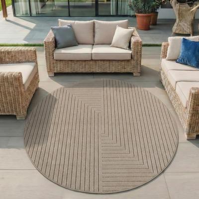 Outdoorteppich AYYILDIZ TEPPICHE "NOVA 1202 , auch als Läufer und Rund", beige, H:8mm Ø:80cm, Polypropylen (PP), Teppiche, Outdoorteppich, Material aus schmutzabweisendem Polypropylen, In-/Outdoor geeignet