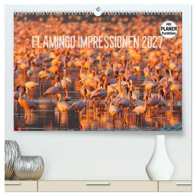 Flamingo Impressionen 2027 (hochwertiger Premium Wandkalender 2027 DIN A2 quer), Kunstdruck in Hochglanz