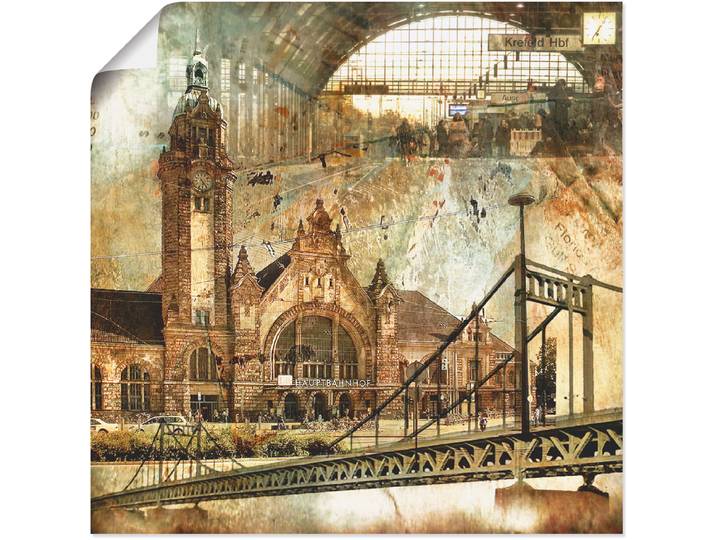 Wandbild ARTLAND Krefeld Skyline Abstrakte Collage , braun (farbe bild(er): braun), B:70cm H:70cm, Bilder, Wandbild, als Leinwandbild, Poster in verschied. Grössen