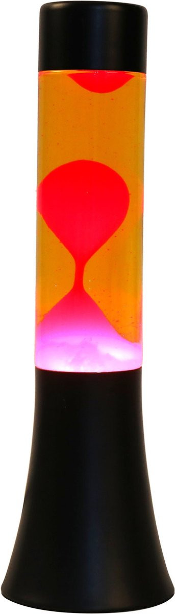 i-Total Lavalamp XL2456 Sfeerlamp met Rood met gele Lava, Zwart, H x B: 30 x 9 cm