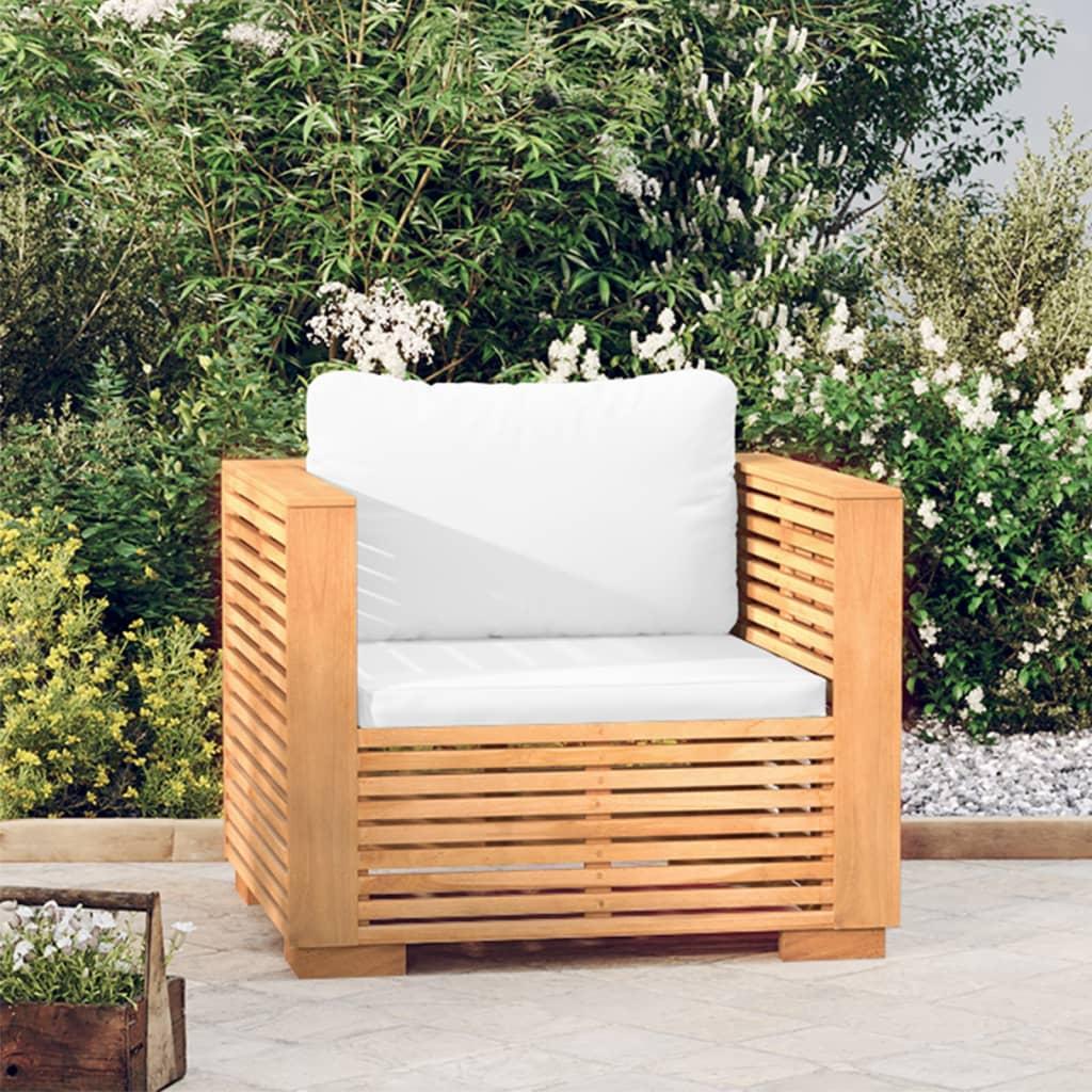 Maison Exclusive - Gartensessel mit Creme Kissen Massivholz Teak