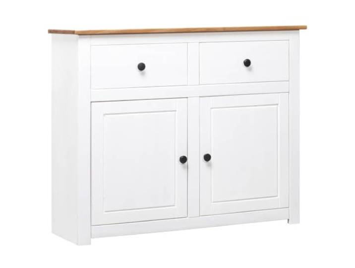 Kaorsrow Sideboard Weiß 93x40x80 cm Kommode Massivholz Kiefer Rustikale Anrichte mit 2 Schubladen und 2 Türen für Wohnzimmer oder Flur. Stauraum für Bücher und Deko.