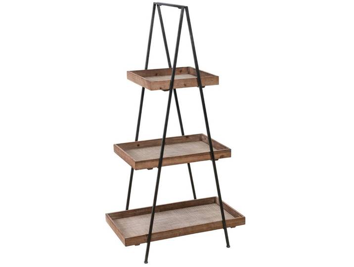 Dehner Beistelltisch Metall/Holz, ca. 137.5 x 73 x 43 cm, schwarz/braun, für Pflanzen & Accessoires