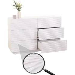 Kommode HWC-M52, Schrank Sideboard, 3D-Design Schubladen Push-to-open, 81x120x42cm Hochglanz weiß