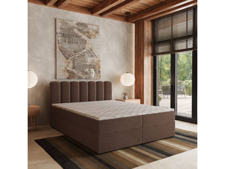 Masseno Boxspringbett SOLIA mit Bettkästen 180x200 cm - Braun, QUELLE 25