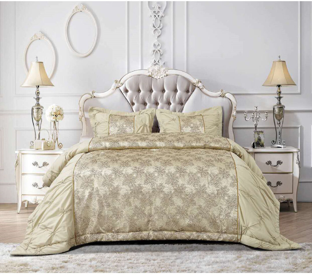 Mercer41 Syble Polyester Floral Bedspread Gold 255 x 275 cm