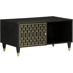 Décoshop26 - Couchtisch im tropischen Design 80 x 50 x 40 cm massives Mangoholz schwarz und Eisen DEC037146