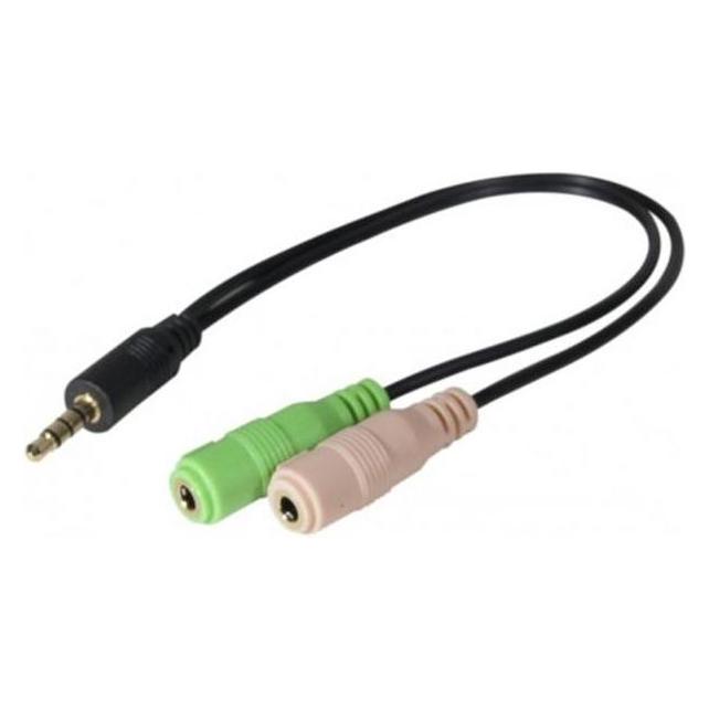 Exertis Connect Telefon-Klinkenadapter, CTIA Norm, 1x 3,5 mm Telefon-Klinkenstecker / 2x 3,5 mm Stereo Klinkenbuchs (Klinkenadapter) (721135)