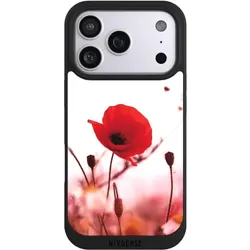 Nivocase Handyhülle für Apple iPhone 17 Pro Hülle NIVOpure Case Schwarz Blume Mohnblume Sommer (Apple iPhone 17 Pro), Smartphone Hülle, Schwarz