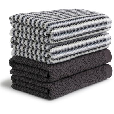 Handtuch Set MÖVE "Bliss Handtuch Set", schwarz-weiß (graphite), 4 Stk., Walkfrottier, Walkfrottier, Obermaterial: 100% Baumwolle, Handtuch-Sets, Perlstruktur mit leichtem Massageeffekt
