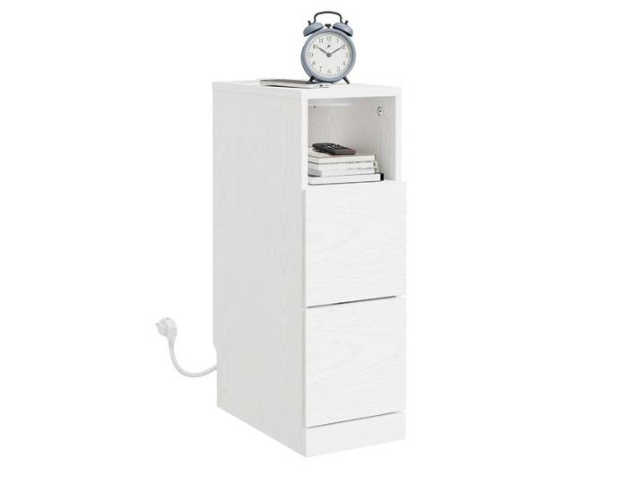 NACHTTISCH schmal mit Ladefunktion und LED-Sensorleuchte, 20x35x60cm