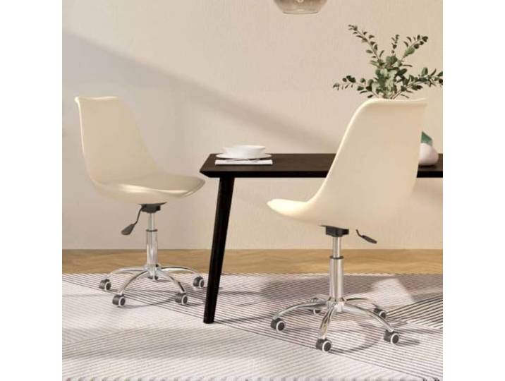 HEFZGDB Drehbare Esszimmerstühle 2 STK. Creme Stoff Moderner Drehstuhl mit Gasdruckfeder Höhenverstellbar und 360 Grad Schwenkbar