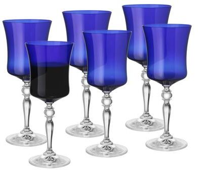 Barski Vivid Water Goblet, Blue, 13 Oz., Set of 6