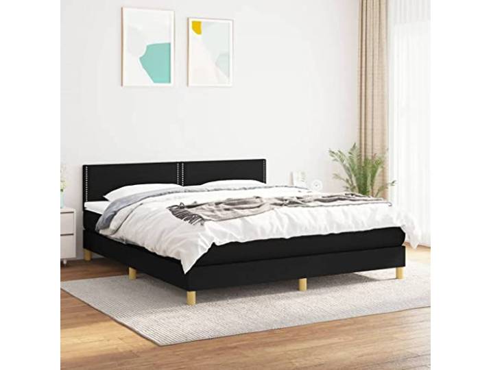 RJPLMFV Lattenrost, Matratze, Schwarz, 180 x 200 cm, Stoff Verstellbarer Kopf, Taschenfedern, mittelharte Unterstützung, weicher Matratzenschoner, Lieferung mit Handbuch (evtl. nicht