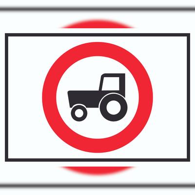 Durchfahrt verboten Trecker Symbol Schild A3 Rückseite selbstklebend