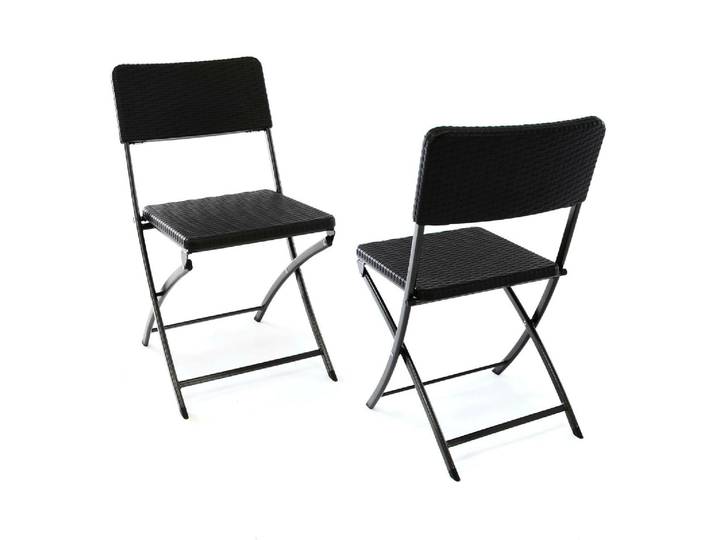 Gartentisch VCM Klappstuhl Rattan-Optik , schwarz, Stühle, Gartentisch