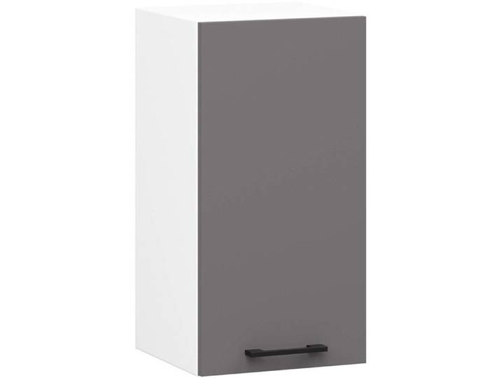 Armoires de cuisine haut AKORD W30 OLIWIA Blanc 30 cm 1 porte façade Gris Graphite 2 étagères 30x30x58 cm