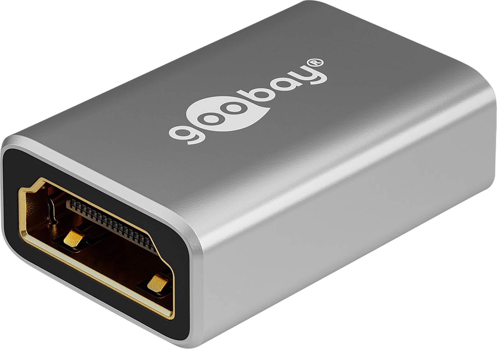 Goobay 72008 Plus Serie HDMI-adapter 8K/60Hz zwart-zilver HDMI type A naar HDMI type A