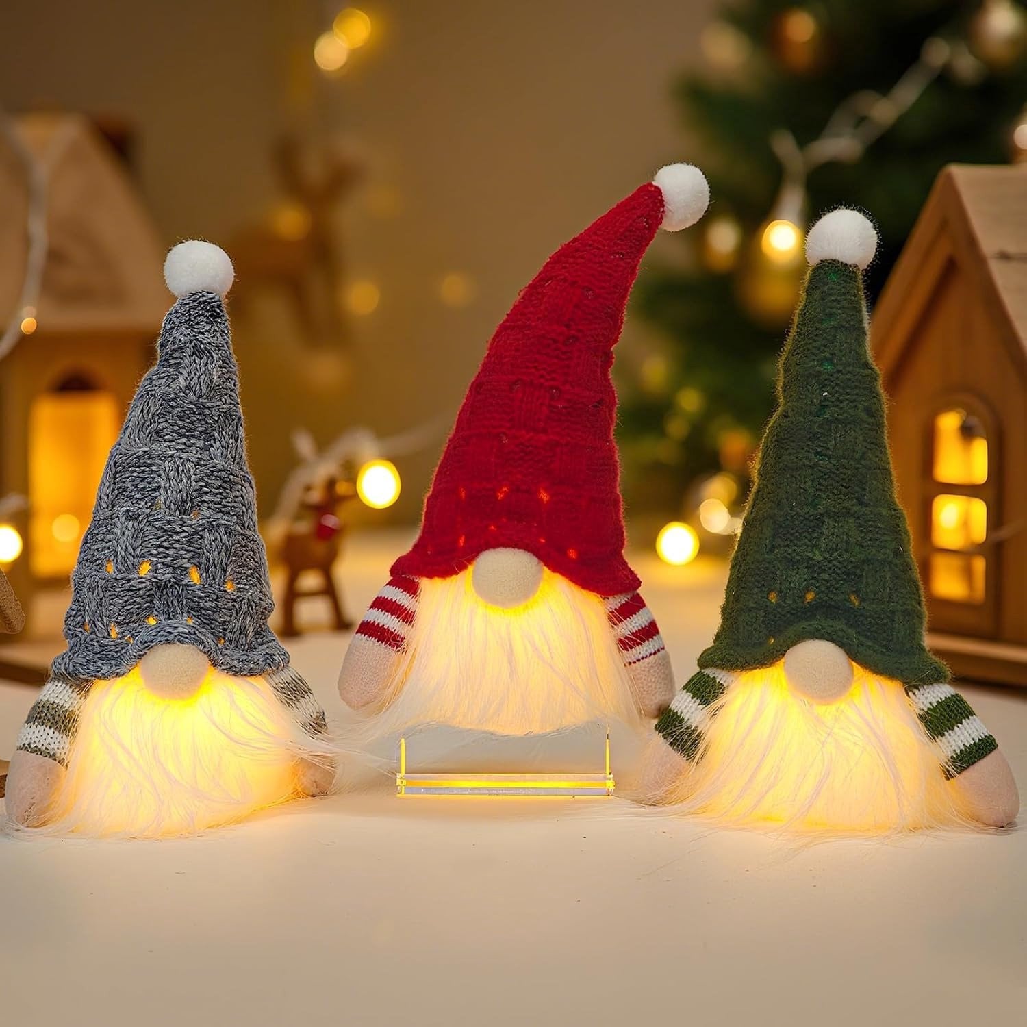 Set van 3 Luminous Elf Gonk Kerstdecoraties voor binnen en buiten
