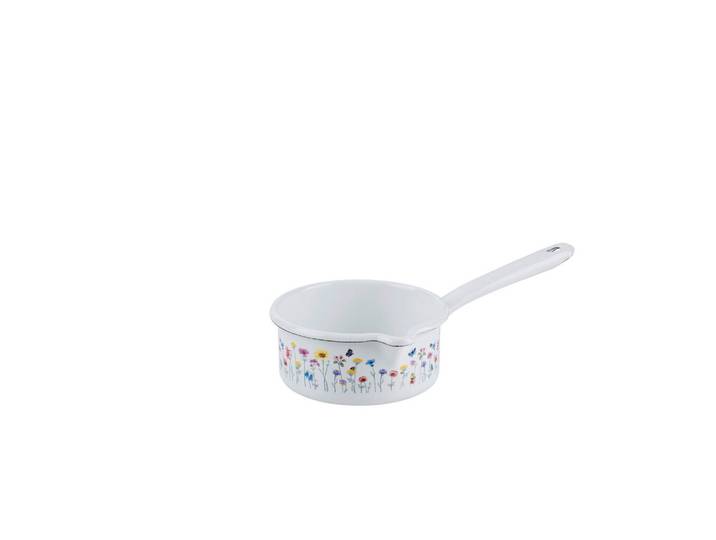 Riess Stielkasserolle Flora, Weiß, Metall, 0.75 l, backofengeeignet, Abgießfunktion, Kochgeschirr, Töpfe, Kasserollen