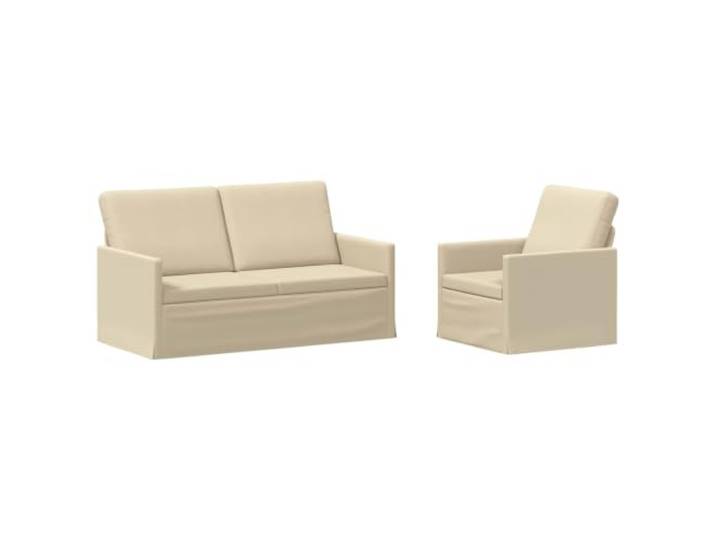 vidaXL Sofa-Set 2 pcs Creme Stoff