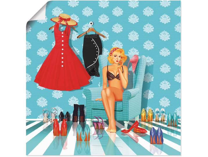 Poster ARTLAND Ich habe nichts zum anziehen , bunt (farbe bild(er): bunt), B:30cm H:30cm, Bilder, Poster, ohne Rahmen