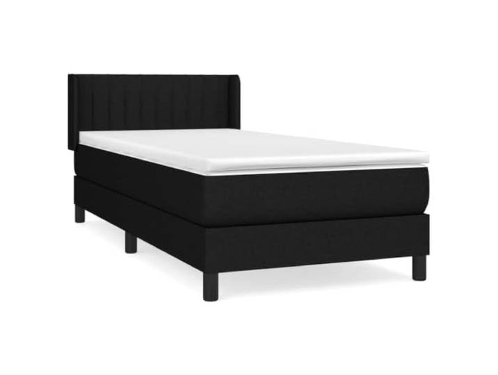 PUGYNBK Boxspringbett, 90 x 200 cm, mit Matratze, schwarzer Stoff Verstellbares Kopfteil, Taschenfederkerne, mittlere Festigkeit, strapazierfähige Polsterung