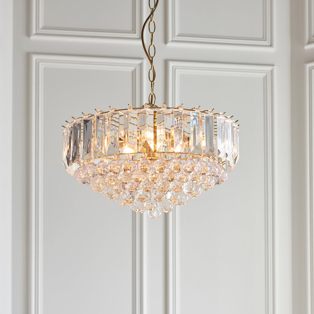 Etta Avenue Kacey Crystal Chandelier Bright Brass Plate 42cm H x 45 cm W x 45 cm D