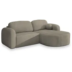 ECKSOFA AMILIA P R-S Beige Kordstoff mit Schlaffunktion