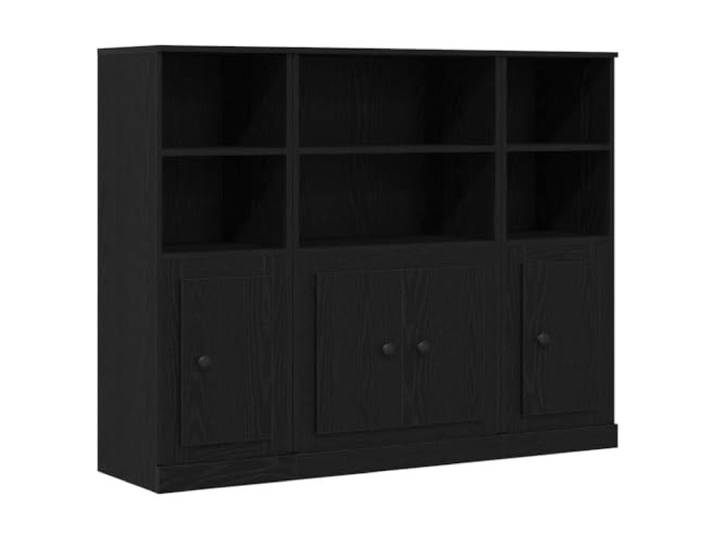 GHVBNMF Highboard Schwarz Eichen-Optik 3er Set 132x35,5x103,5 cm Modernes 3-teiliges Anrichte-Set mit 4 Türen für Wohnzimmer & Esszimmer. Viel Stauraum & edle Holzwerkstoff-Optik.