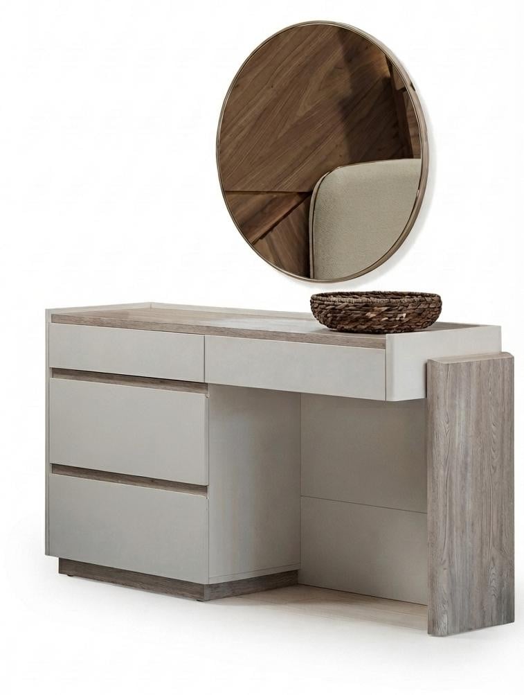JVmoebel Moderne Beige Kaptafel met Spiegel en Elegante Make-up Tafel Set