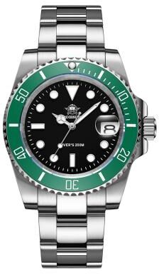 Fashion Sheath Addiesdive Men Stainless Steel Quartz Watch green Black Steel