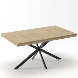 STILVORA Ausziehbarer Esstisch MDF/Metall Natur 140-180x80x76 cm mit Stauraum