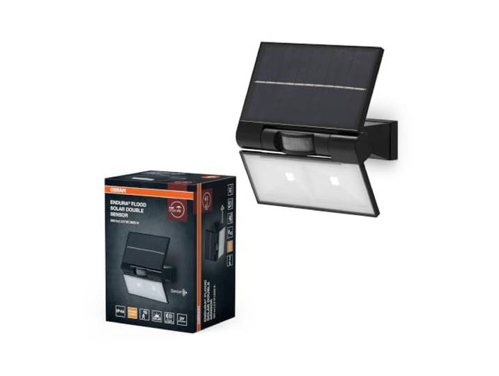 Osram ENDURA Solar-Outdoor-Flutlichter mit Tageslicht- und Bewegungsmelder in Dunkelgrau, IP44-Schutz, Ersatz für Halogenlampenfluter
