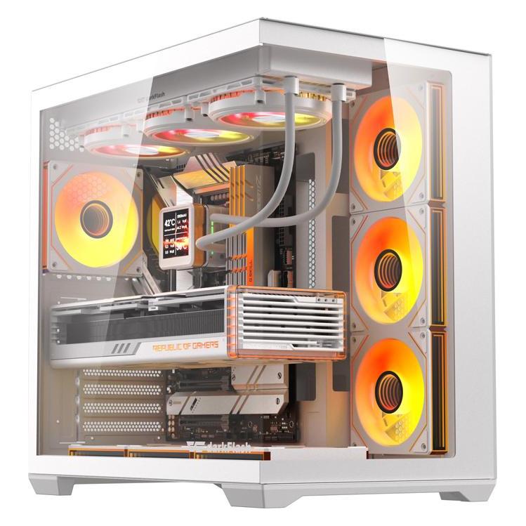 Darkflash Tech DarkFlash C280 computer case (white) + 7 fans (ATX, E-ATX, mATX, Mini-ITX) (C280 WHT +7F)