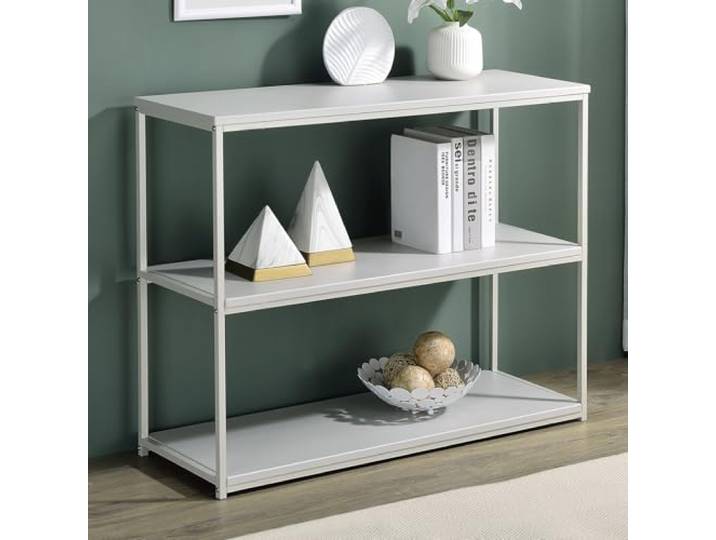 IDIMEX Regal Sendai aus Metall in beige mit 3 Ablageflächen aus MDF. Standregal langlebig & pflegeleicht [Max. Belastbarkeit: 90 kg]