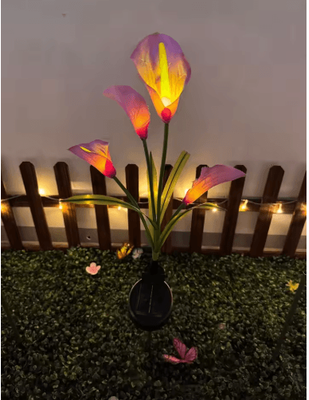 Inspire Picks Solar Calla Lily Flower Garden Lights Waterproof LED Outdoor Stake Decor purple 2pcs
