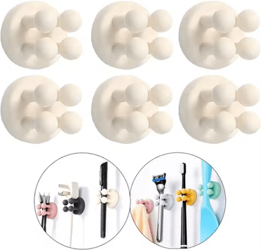 Inspire Picks Silicone Self Adhesive Toothbrush Holder Waterproof Multi Function Wall Hook For Bathroom Organization white 6pcs
