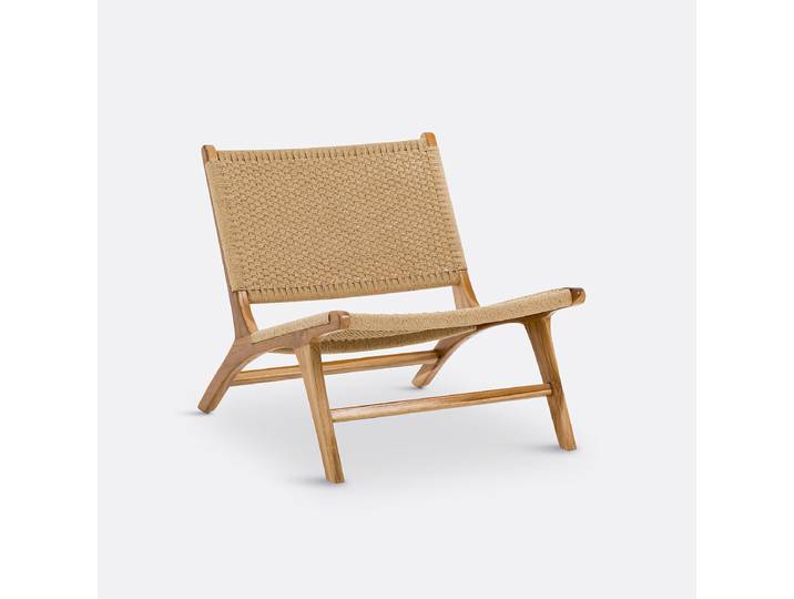 LA REDOUTE Fauteuil lounge teck et corde tressée, Amanda Beige