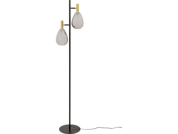 Lampadaire en verre chromé et acier noir
