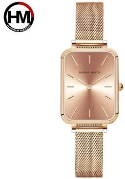 Uplift Essentials Elegant Square Mesh Strap Watch rose Gold