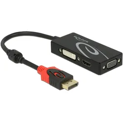 Delock Displayport 1.2 zu HDMI/VGA/DVI Adapter, 4K (DisplayPort, HDMI, VGA), Video Adapter, Schwarz