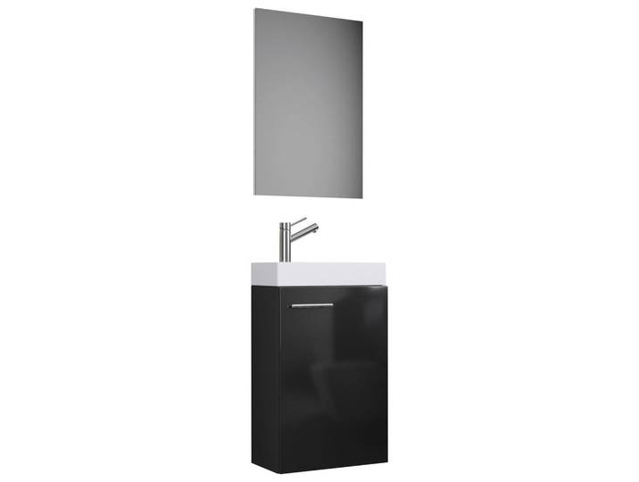 Mid.you Gästebad, Schwarz, Holzwerkstoff, 41 cm, Badezimmer, Badmöbelsets & -serien, Gästebad