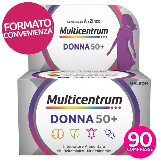Multicentrum Donna 50+ Integratore Multivitaminico Completo, Per Donne Oltre 50 Anni, Formato Convenienza 90 Compresse