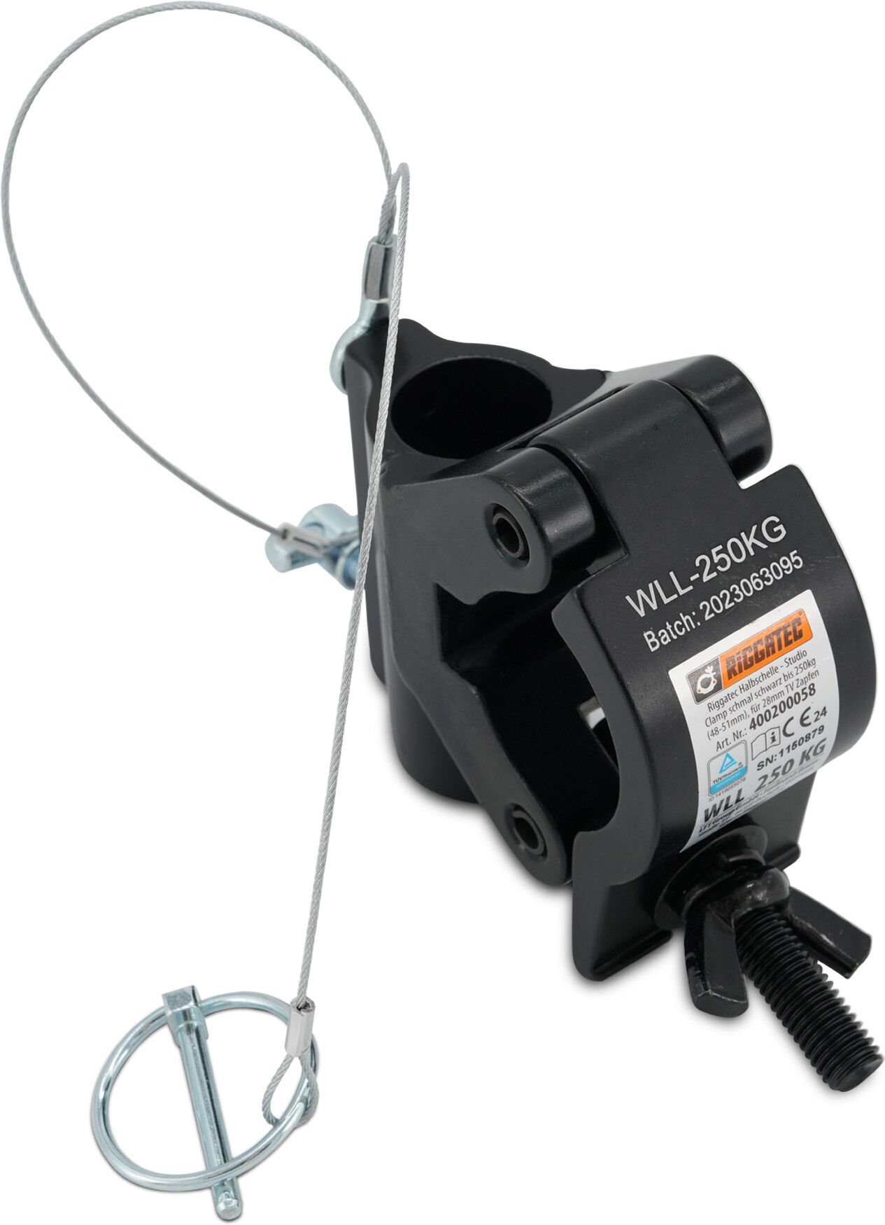 Riggatec Halbschelle - Studio Clamp Breit Schwarz Bis 250kg (48-51mm), Für 28mm Tv Zapfen