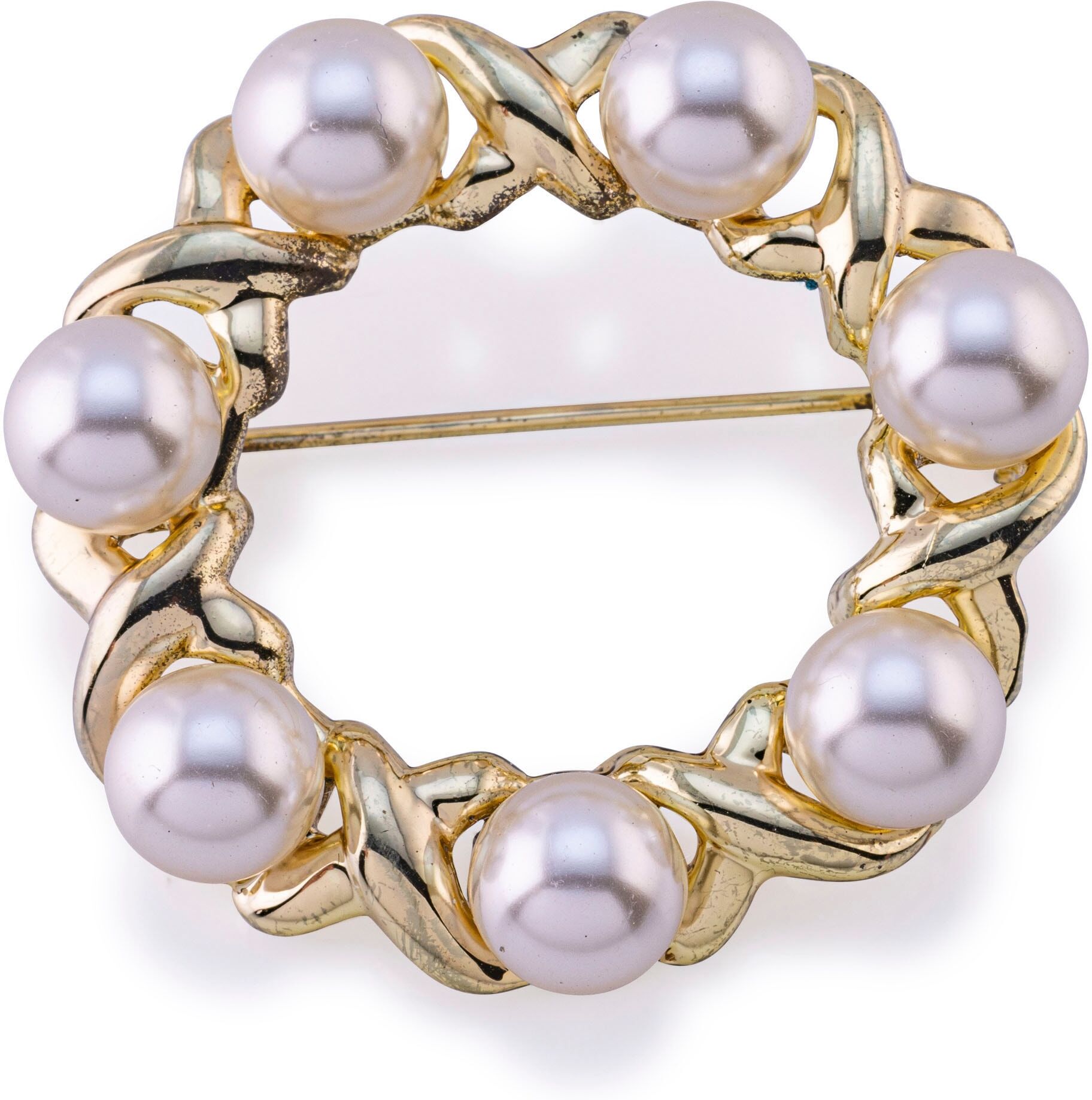 Brosche FIRETTI "Schmuck Geschenk Ansteckschmuck Perlenbrosche", gelb (gelbgoldfarben, champagner), Broschen, Damen, Metall, Brosche, mit Glasperle