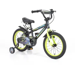 Byox Kinderfahrrad Monster 16 Zoll schwarz, Stützräder, Metall-Rahmen, Klingel