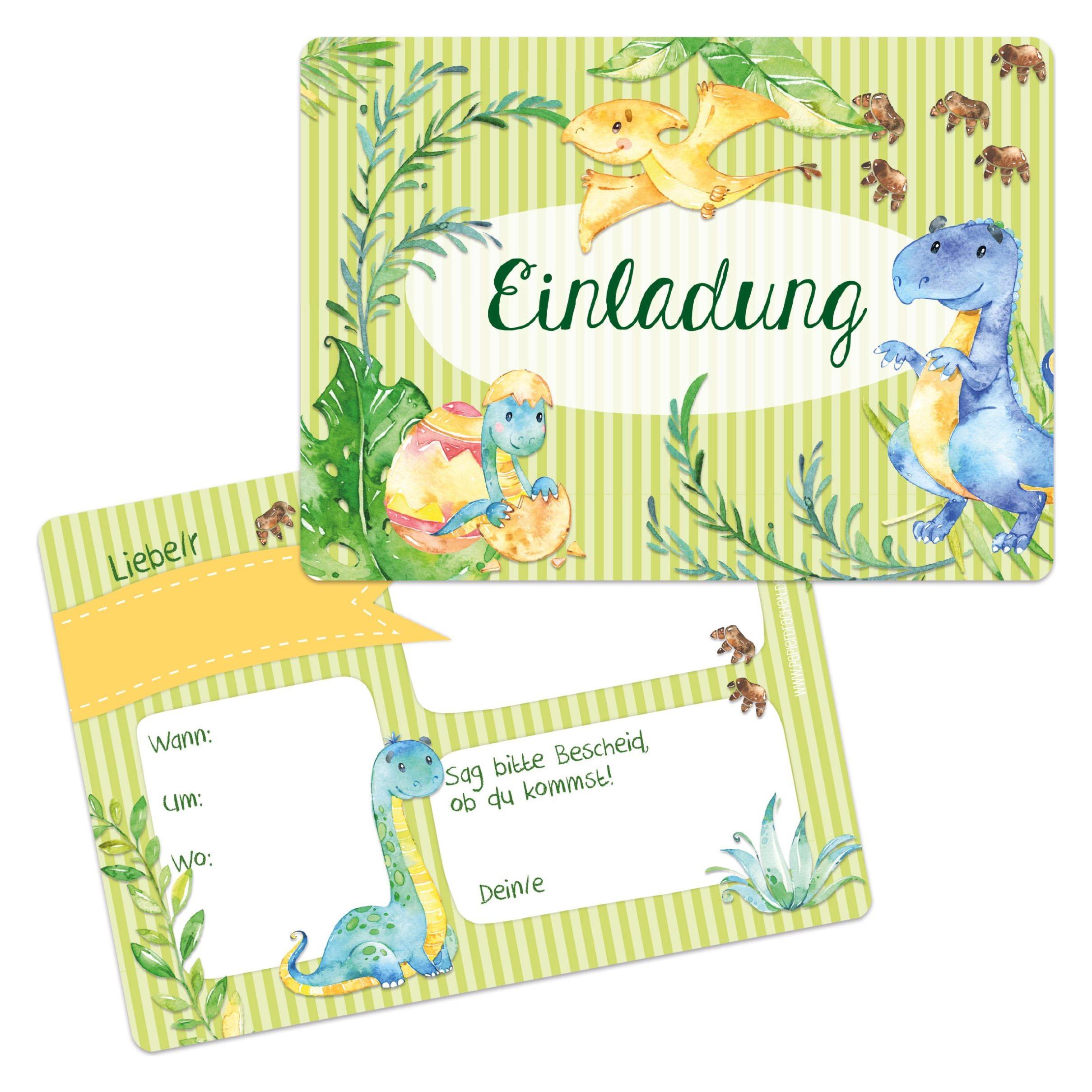 Papierdrachen 12 Einladungskarten - Dino (12 Stk.) (71720166)